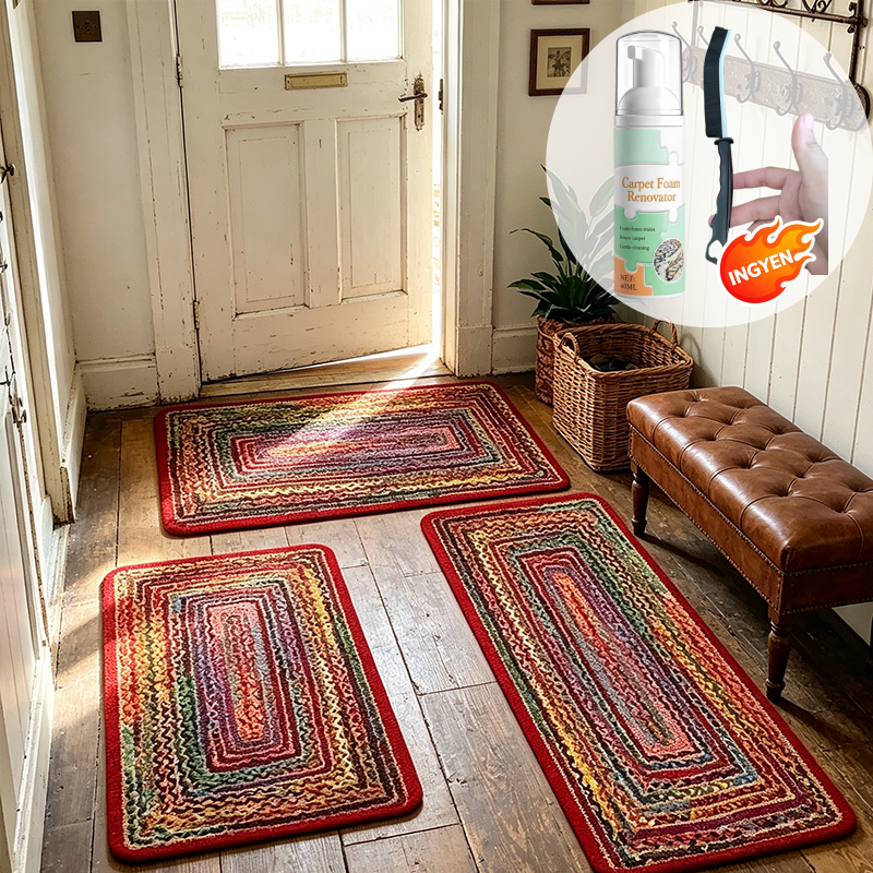 🏠 50% kedvezmény🧵Elegáns szőtt futószőnyeg – Poliészter – Csúszásmentes – Gyorsan nedvszívó 🚪