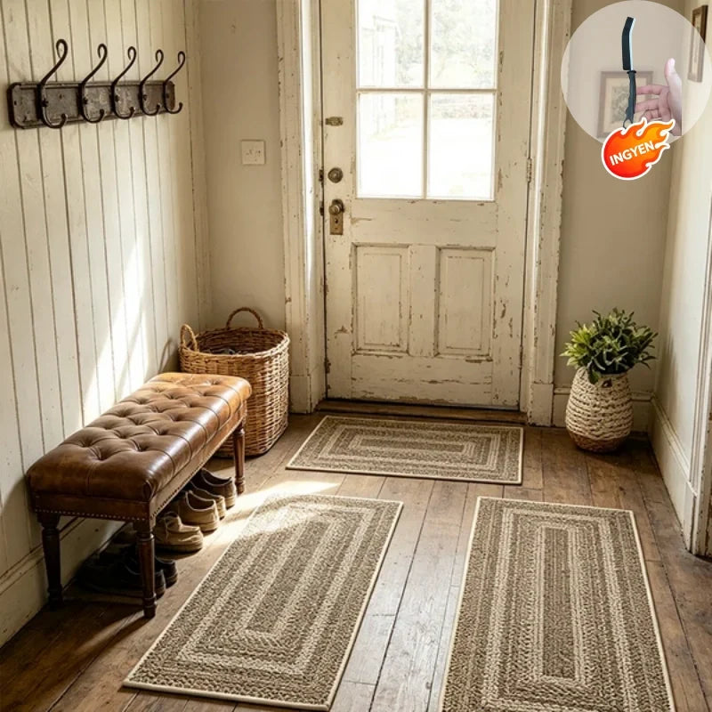 🏠 50% kedvezmény🧵Elegáns szőtt futószőnyeg – Poliészter – Csúszásmentes – Gyorsan nedvszívó 🚪