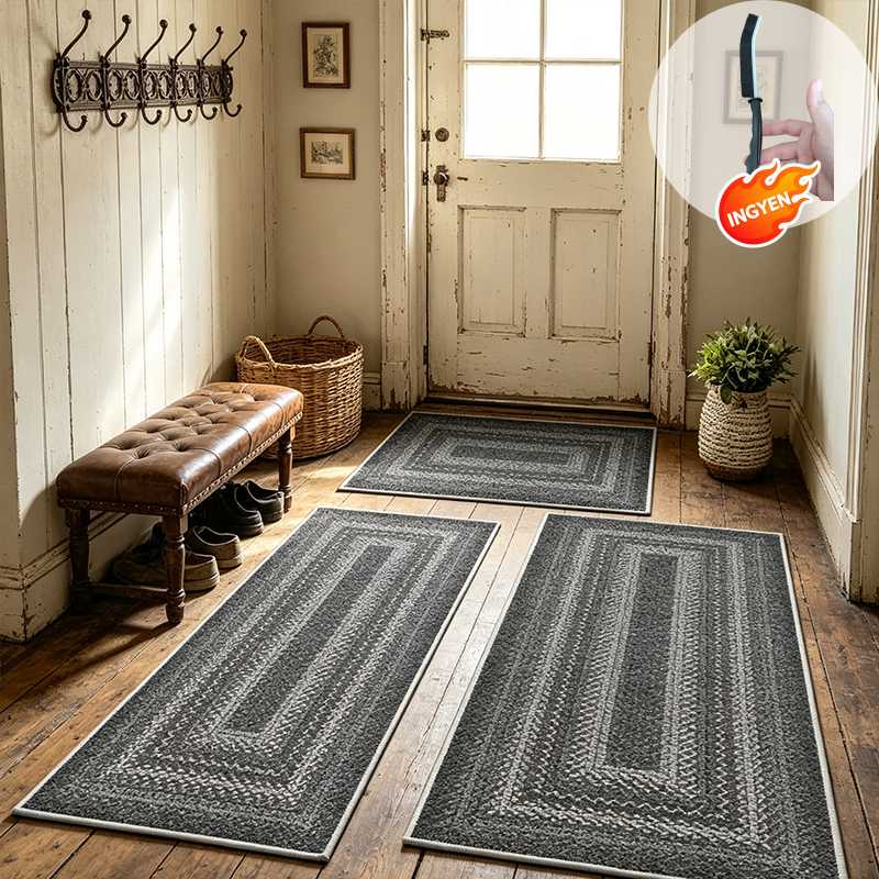 🏠 50% kedvezmény🧵Elegáns szőtt futószőnyeg – Poliészter – Csúszásmentes – Gyorsan nedvszívó 🚪