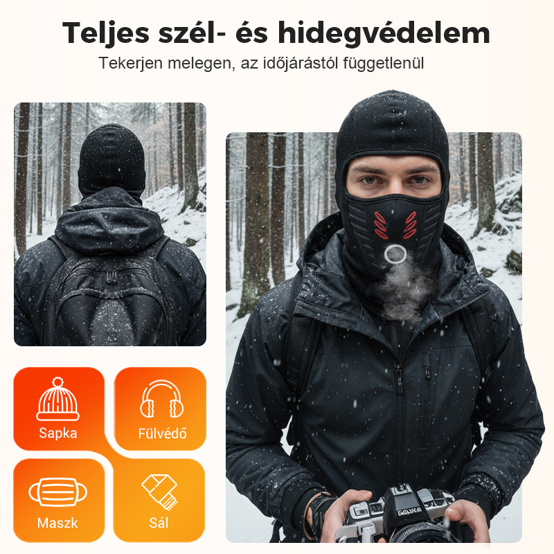 💞 Szélálló sisak téli használatra, unisex