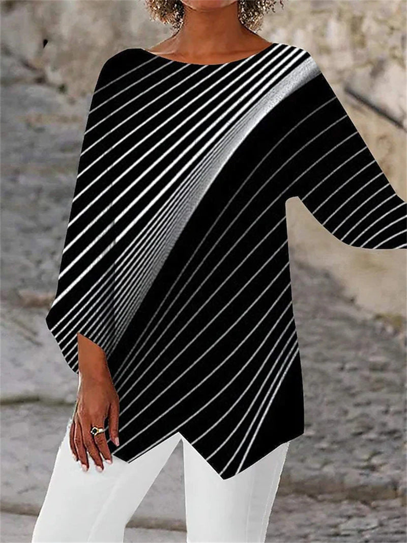 [S-5XL]Új 2025-ös mintás, kerek nyakú, hosszú ujjú ing