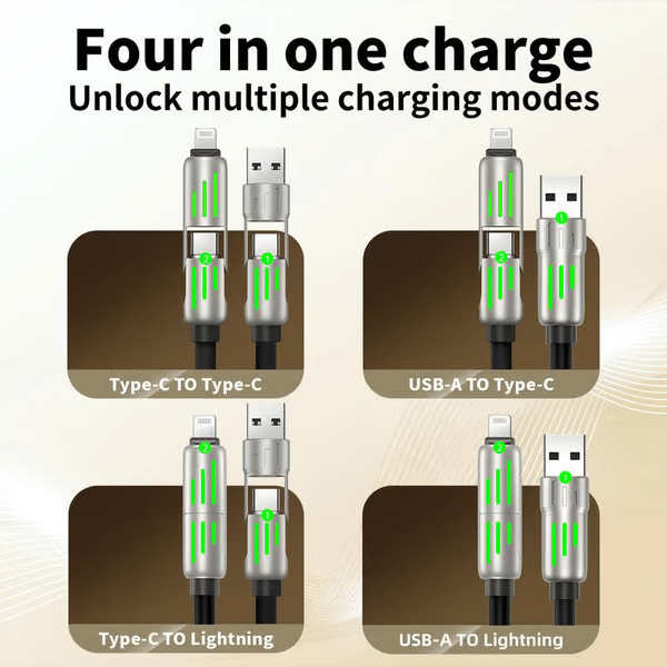 🔥4 az 1-ben USB töltőkábel, gyors töltés⚡