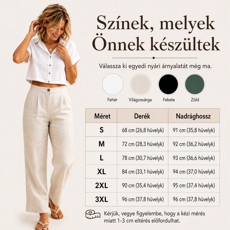 Abszolút must-have🔥👖 Könnyű, lenvászon keverékből készült nadrág – folyékony eséssel és klasszikus egyenes szárral, ideális munkához vagy hétvégére