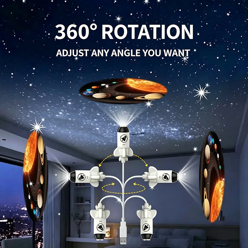 Okosprojektor, 360°-os forgatással. Alkalmas autókba, belső terekbe és bárhová, ahol megfelelő a hangulat.