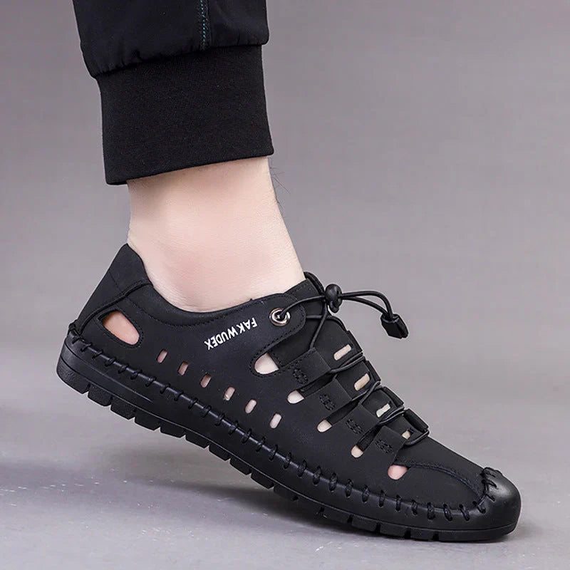 🔥Bőr pilóta szandál körbefutó orral👞