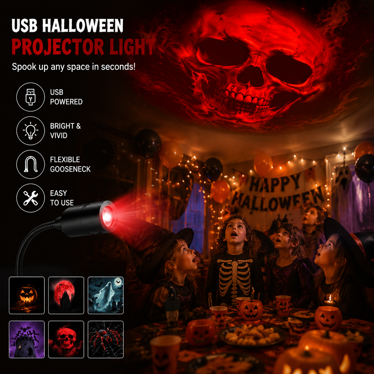 Plug-&-Play HD Csillagprojektor: Halloween 6 lemezes készlet