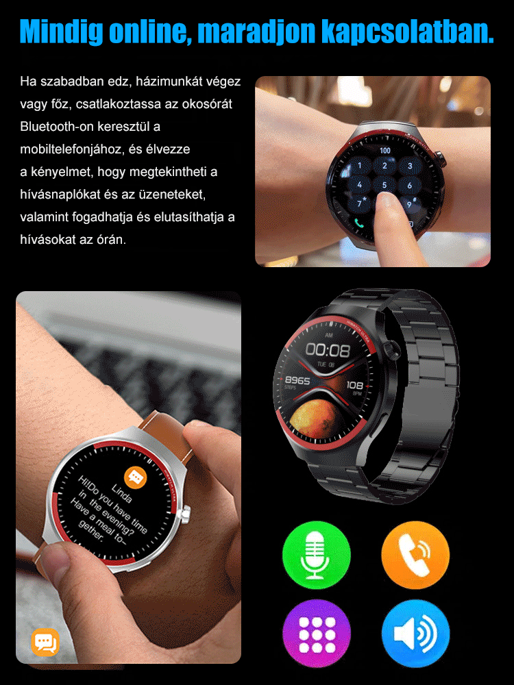 WATCH4PRO Űrkutatás kerek képernyős okosóra