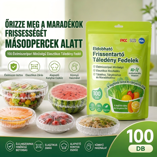 🌿 Antibakteriális élelmiszer fólia – Élelmiszer-minőségű, 100 darabos kiszerelés ⚡
