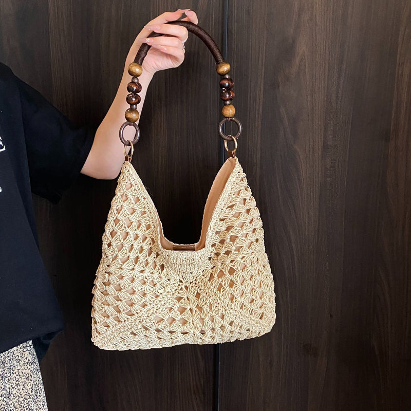 🌾 Boho stílusú szövött táska – bélelt | Könnyű szalmás válltáska – utánvéttel 🔥