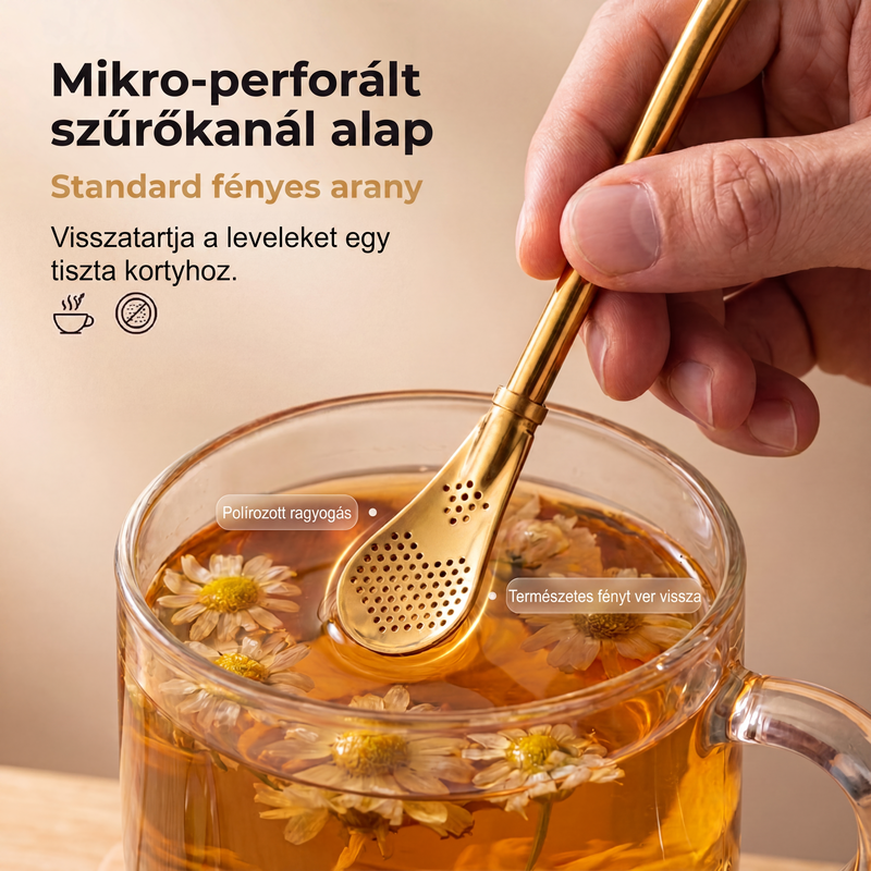 🥄 2-in-1 teaszűrő kanál szívószállal – Kompakt, könnyen használható 🔥