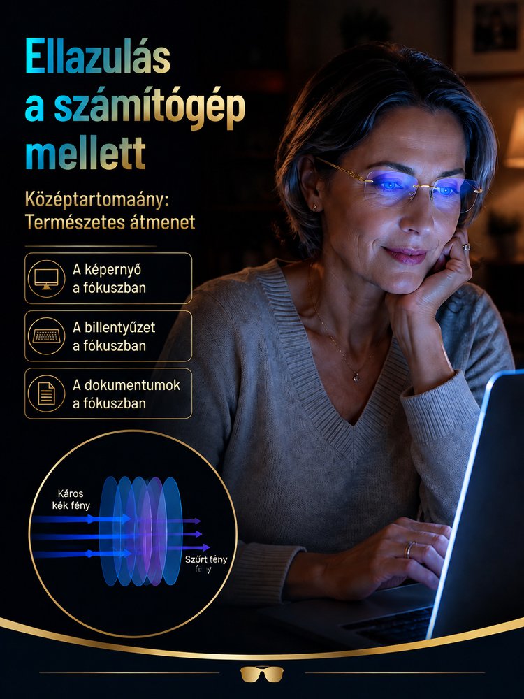 Fokozatosan tisztuló, fényre sötétedő olvasószemüveg