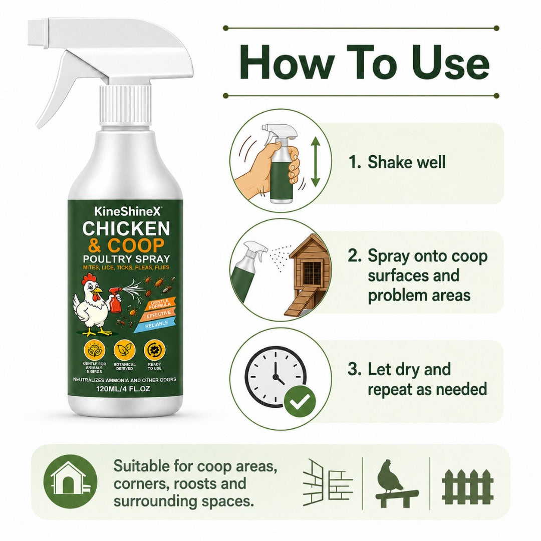 🐔🌿【2 az 1-ben szag- és rovarriasztó spray tyúkólokhoz】✨ Egyetlen fújás semlegesíti a szagokat és taszítja a rovarokat, így tyúkólja környezete frissebb lesz!