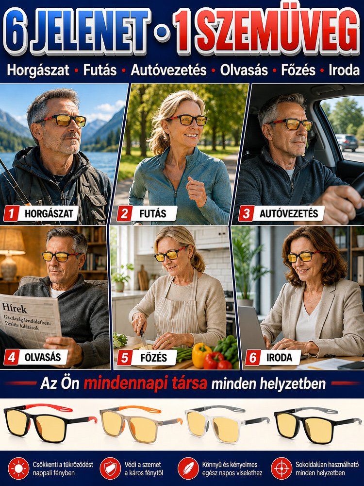 【Nappal és éjjel is használható】Szuperkönnyű sportos éjszakai olvasószemüveg