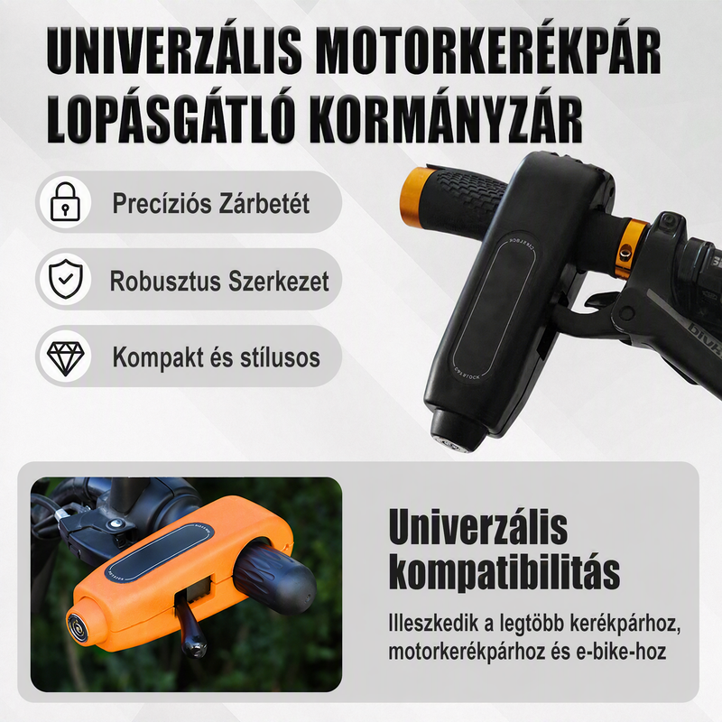 🚲 Egy zár, három zár hatása! Ötvözetből készült gázkar-zár és riasztó egyben