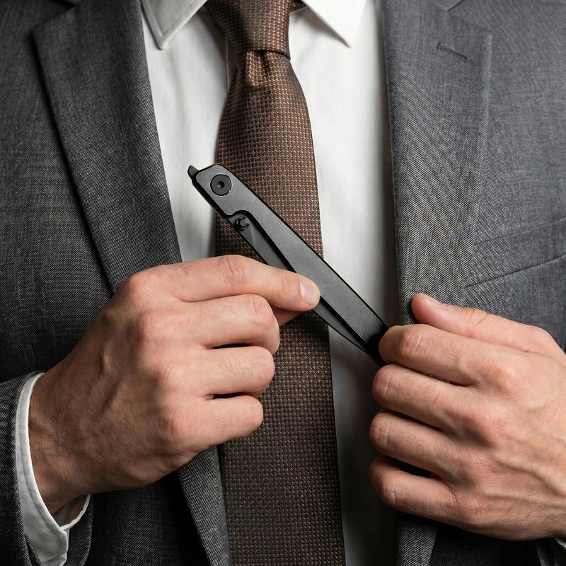 🔥Utolsó napi akció 50% kedvezménnyel🎉Lanky Liner Lock elülső flipper kés fekete alumínium nyéllel
