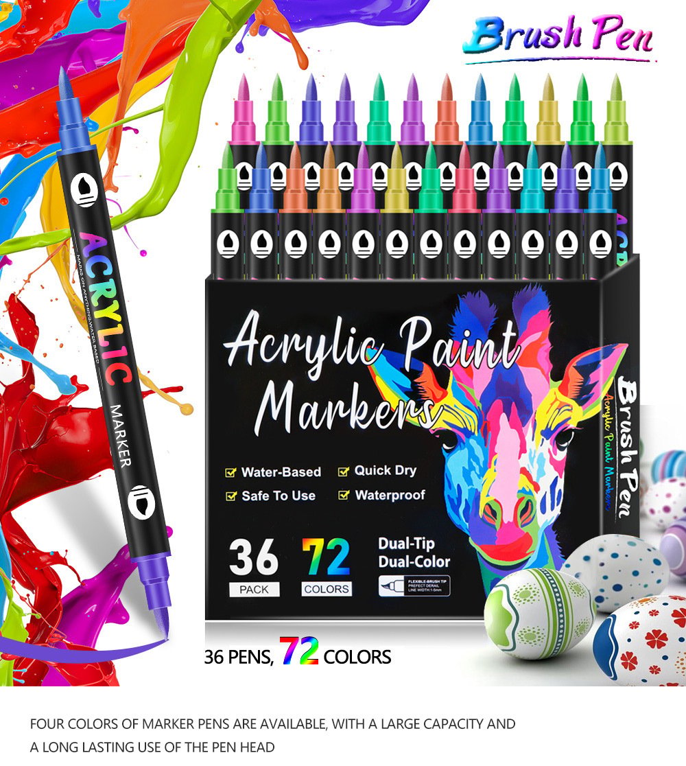 🎨🔥 Kéthegyű akril festékfilc - 24/48/72/120 szín
