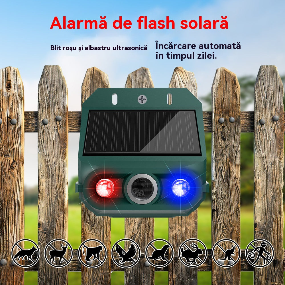 🔥Napenergiás ultrahangos állatriasztó kültéri és madárriasztóhoz, villogó infravörös fénnyel, piros és kék LED-del