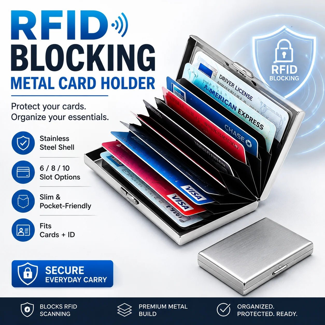 RFID blokkoló fém kártyatartó