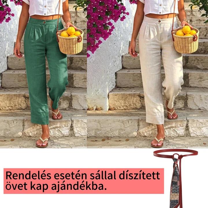 Abszolút must-have🔥👖 Könnyű, lenvászon keverékből készült nadrág – folyékony eséssel és klasszikus egyenes szárral, ideális munkához vagy hétvégére