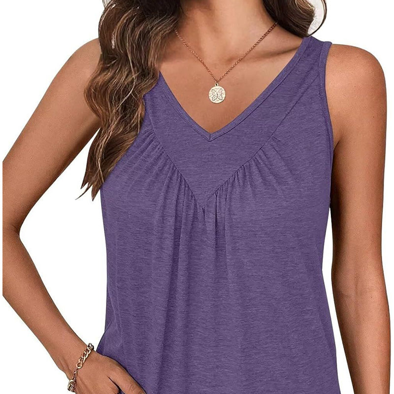👚Női ujjatlan V-nyakú póló