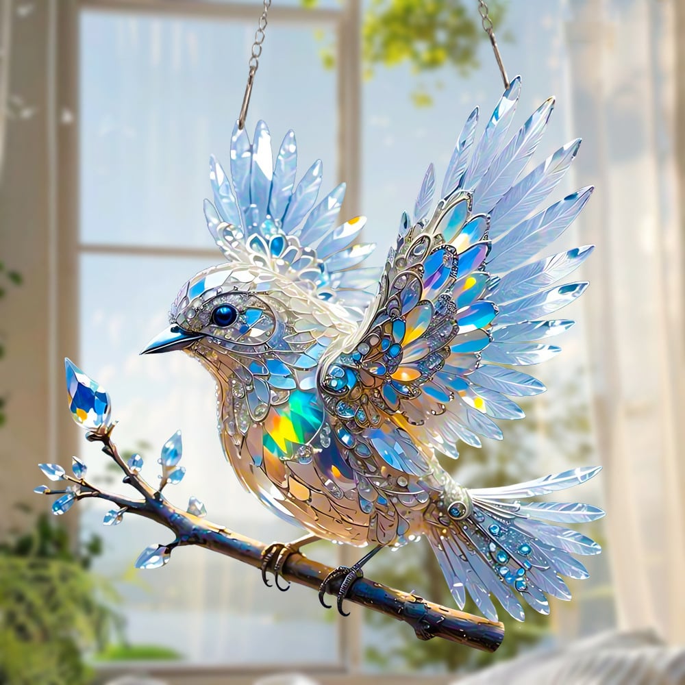 🎁🐦Kristály Égszínkék Madaras Színes Művészeti Ékszerek