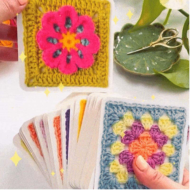 🧶✨Nagymama négyzet alakú horgolt kártyajáték – 50 minta kombináláshoz és komponáláshoz