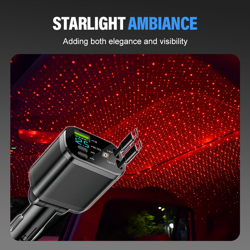 🚗Gyors autós töltő Starry Sky hangulatvilágítással✨