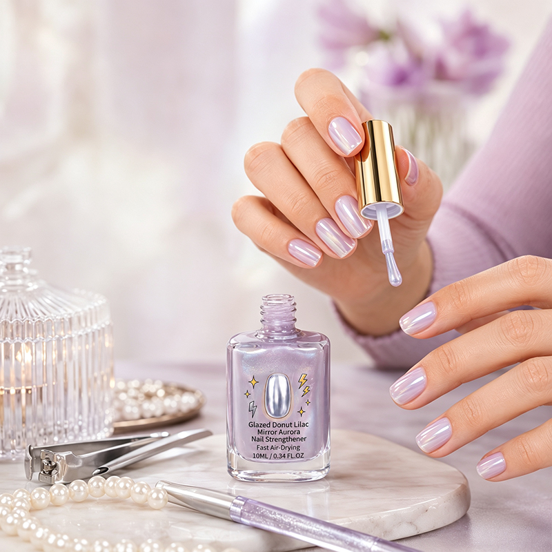 💜 Lila színű, tükörfényes körömápoló – fényes hatás, vegán összetétel, erős és rugalmas körmök ✅