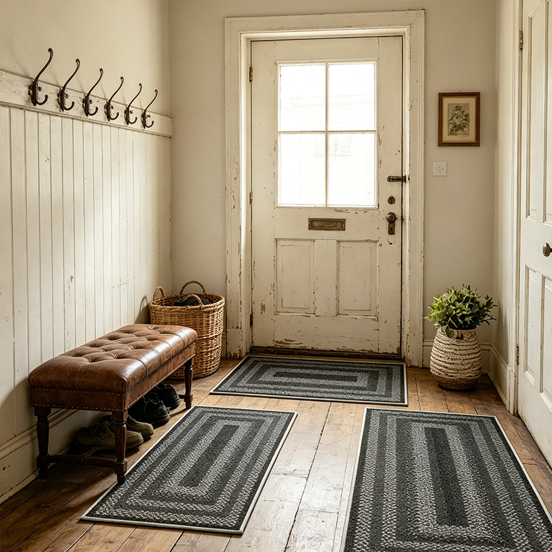 🏠 50% kedvezmény🧵Elegáns szőtt futószőnyeg – Poliészter – Csúszásmentes – Gyorsan nedvszívó 🚪