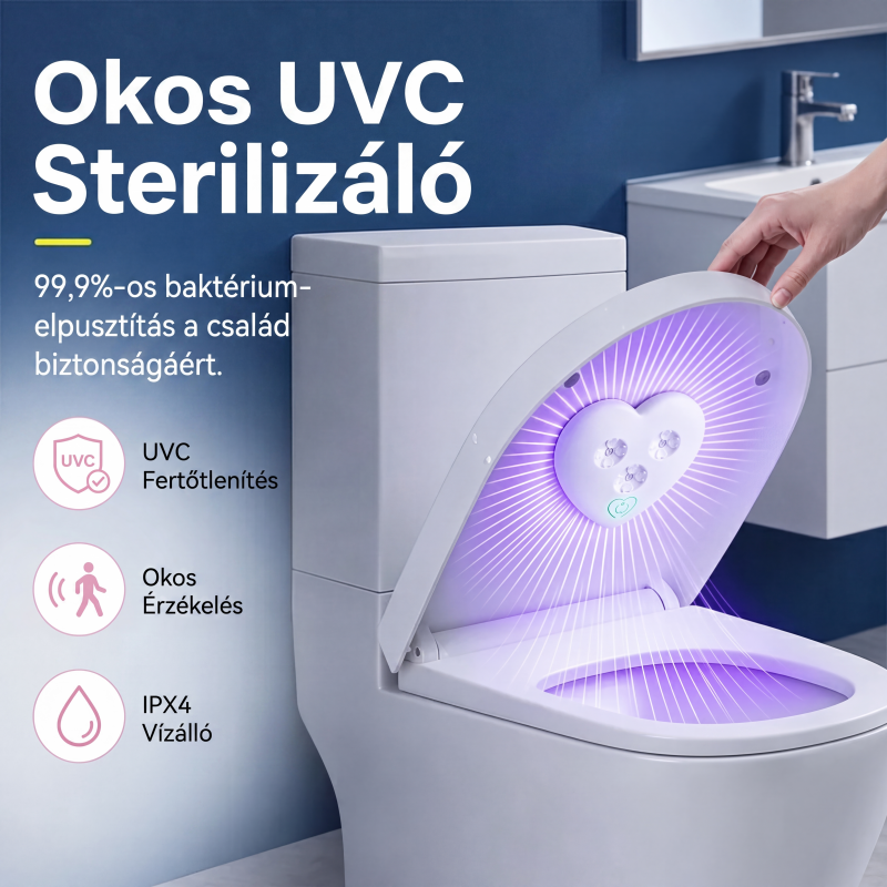 💡 UVC WC‑fertőtlenítő lámpa mozgásérzékelővel, intelligens fürdőszobai higiéniai eszköz 🧼