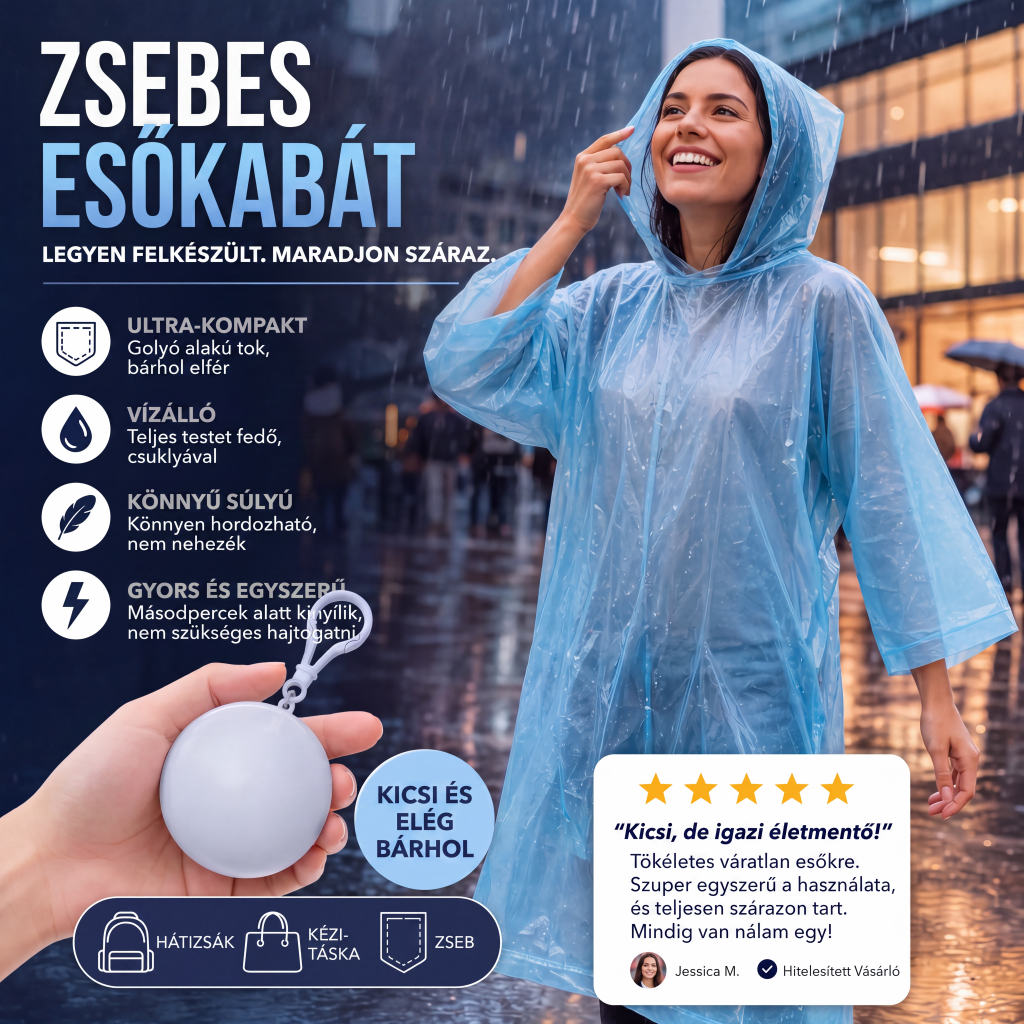🌧️ Hordozható, egyszer használatos esőkabát – könnyű és hordozható kialakítás🏕️