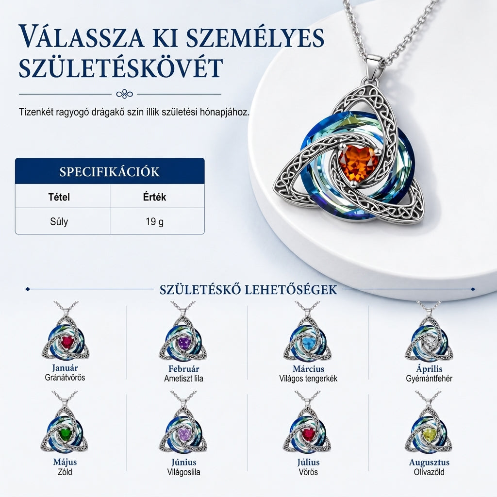 💎 Keltikus csomós nyaklánc – szív alakú cirkónia, 12 színben, állítható hosszúságú. Egy elegáns ajándék a kedvesednek! ✨💖