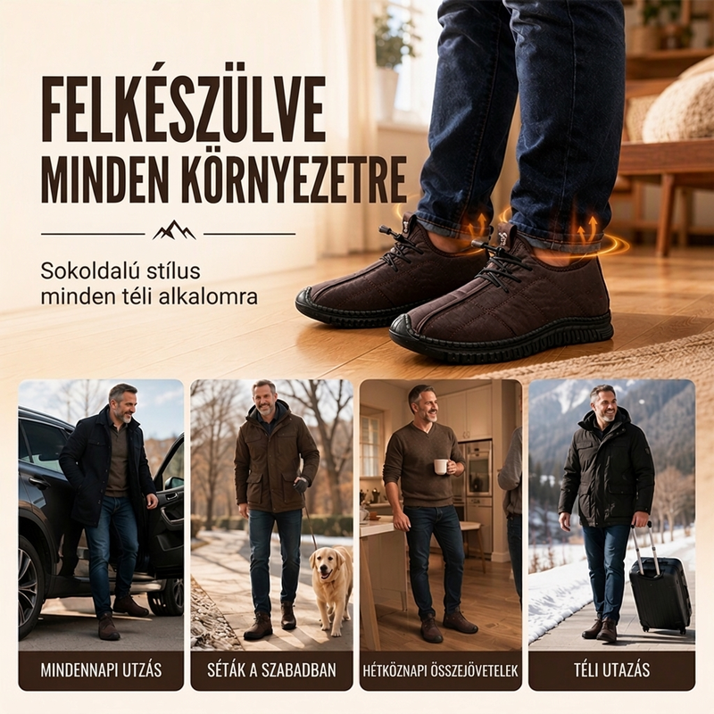 👟🌟 Férfi plüssbélésű csúszásmentes gyaloglócipő – Meleg, puha és stabil viselet téli sétákhoz✨